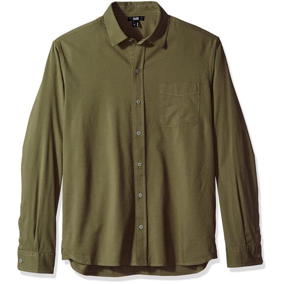 Paige Cotton Hastings Button Down Shirt S Long Sleeve Collared Green Sage NWT - Picture 1 of 7